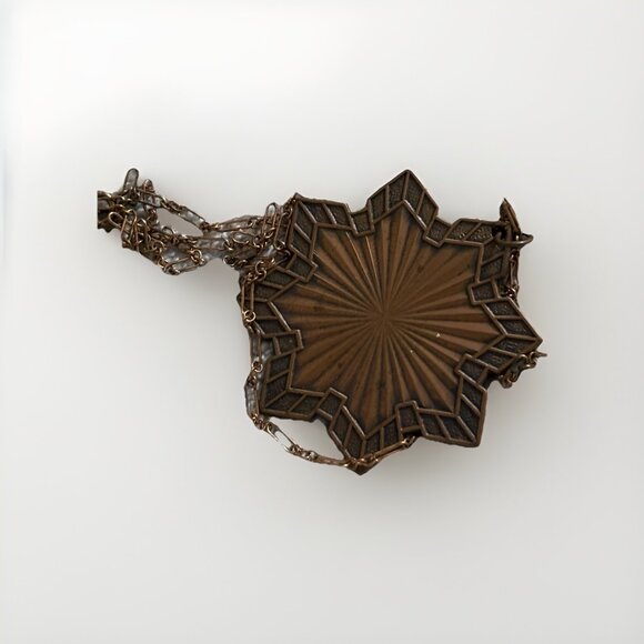 Solid Copper Vtg 60’s Statement Starburst Pendant Necklace Oversized Natural - Picture 3 of 5